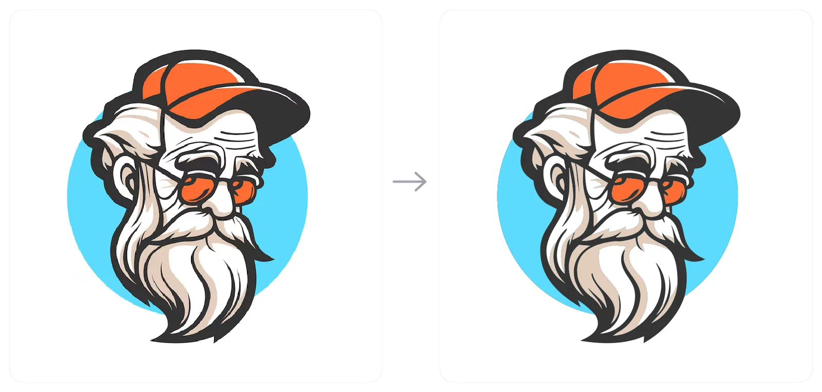 A cartoon mascot converted from a pixel image into a layered SVG