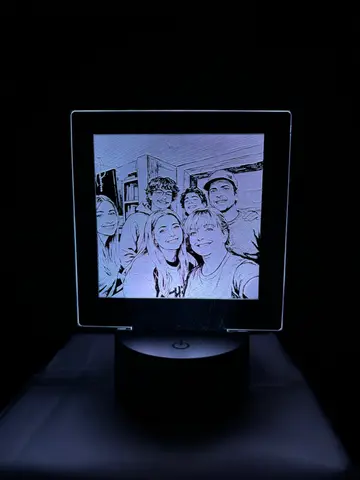 Laser engraved acrylic light