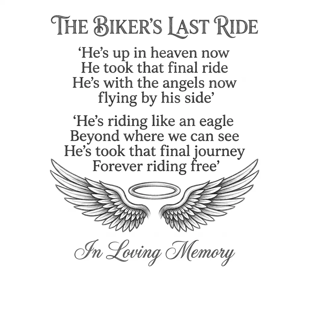 add "In Loving Memory" underneath the wings