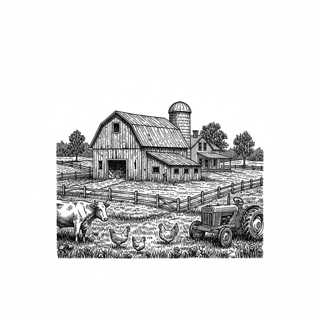 old barn farm ilustration