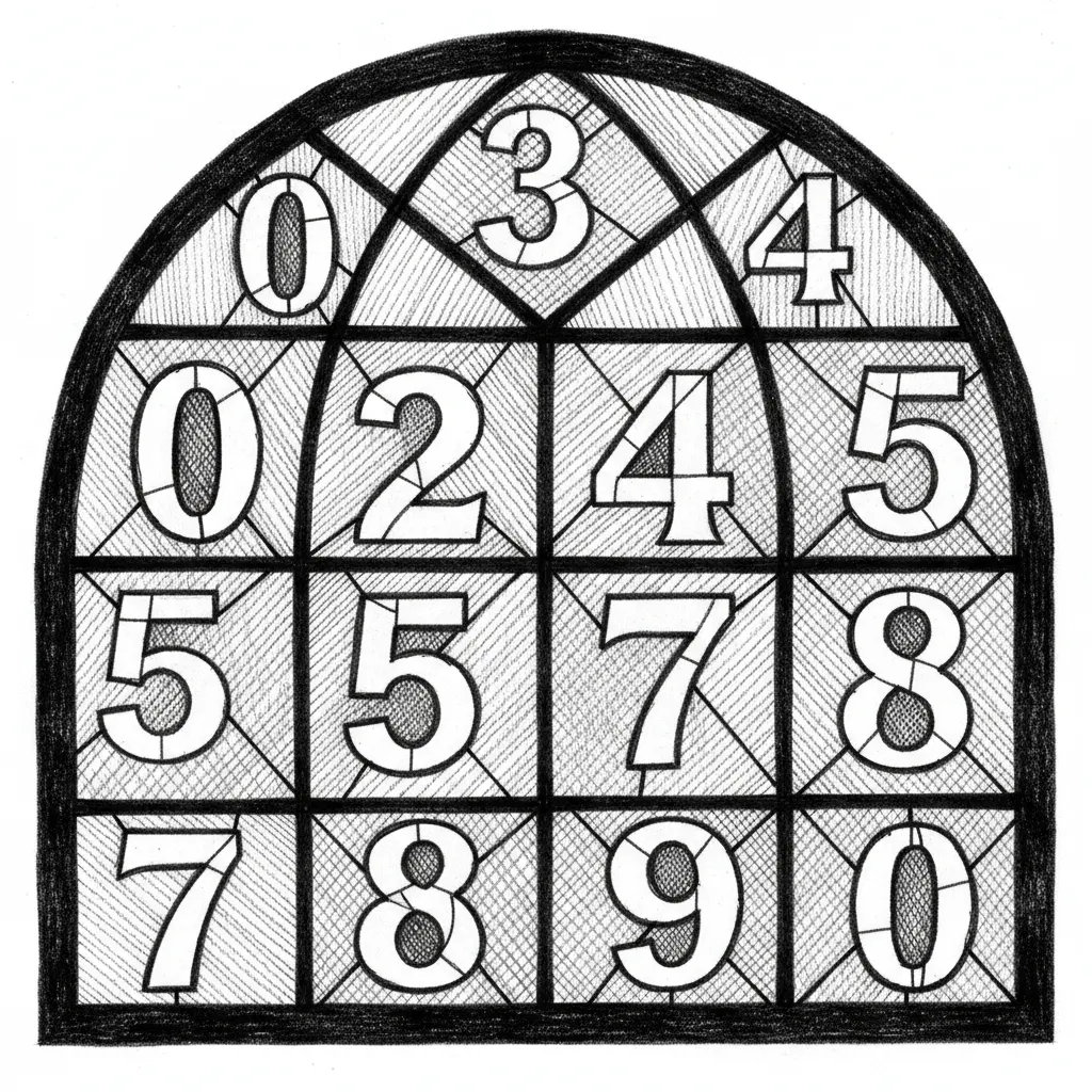 arch stained glass numbers