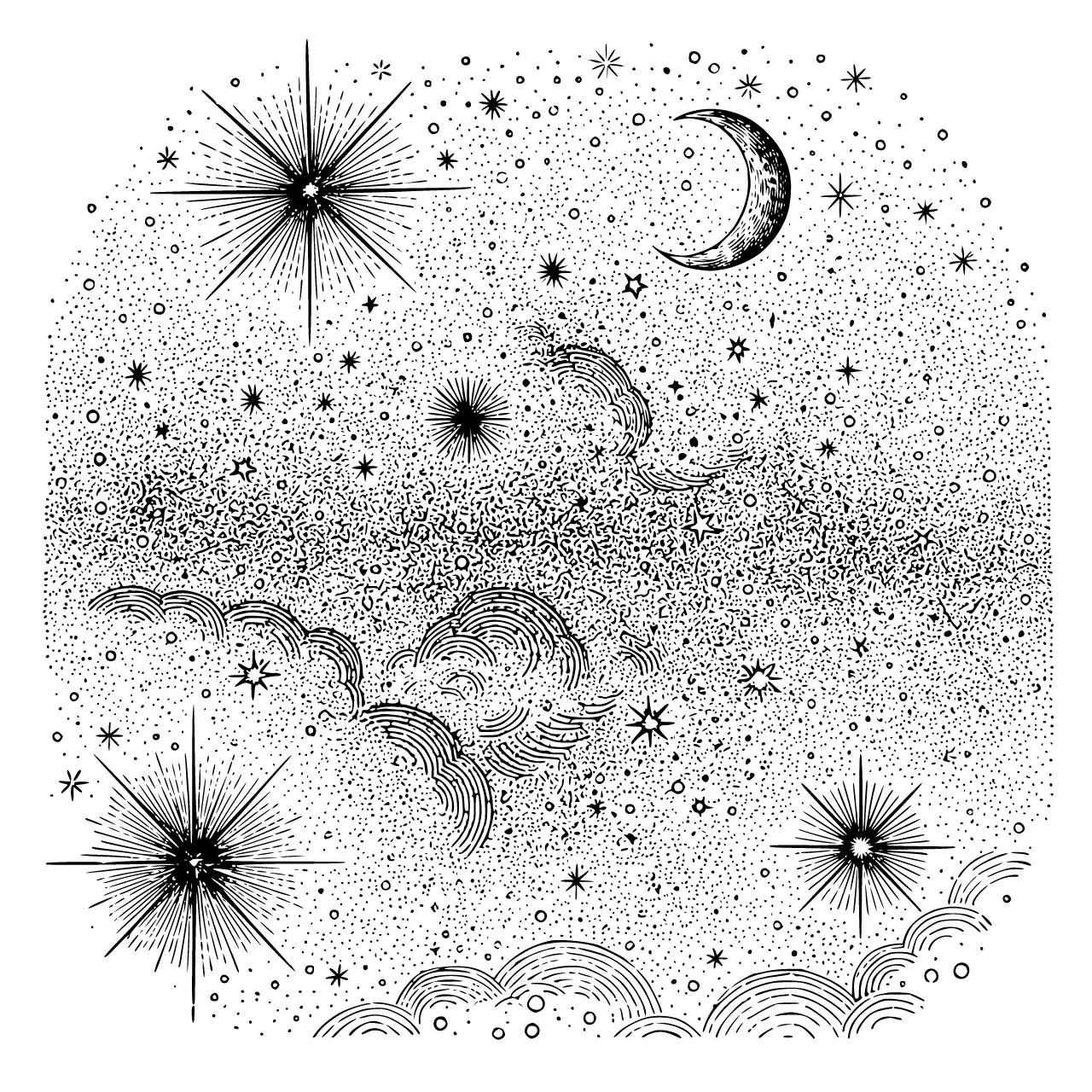 a starry night sky with sporadically placed brighter stars 16:9