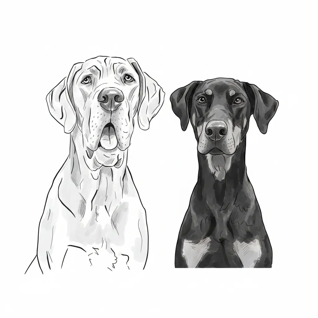 Remove background. Provide a solid outline and accurate details of the dogs