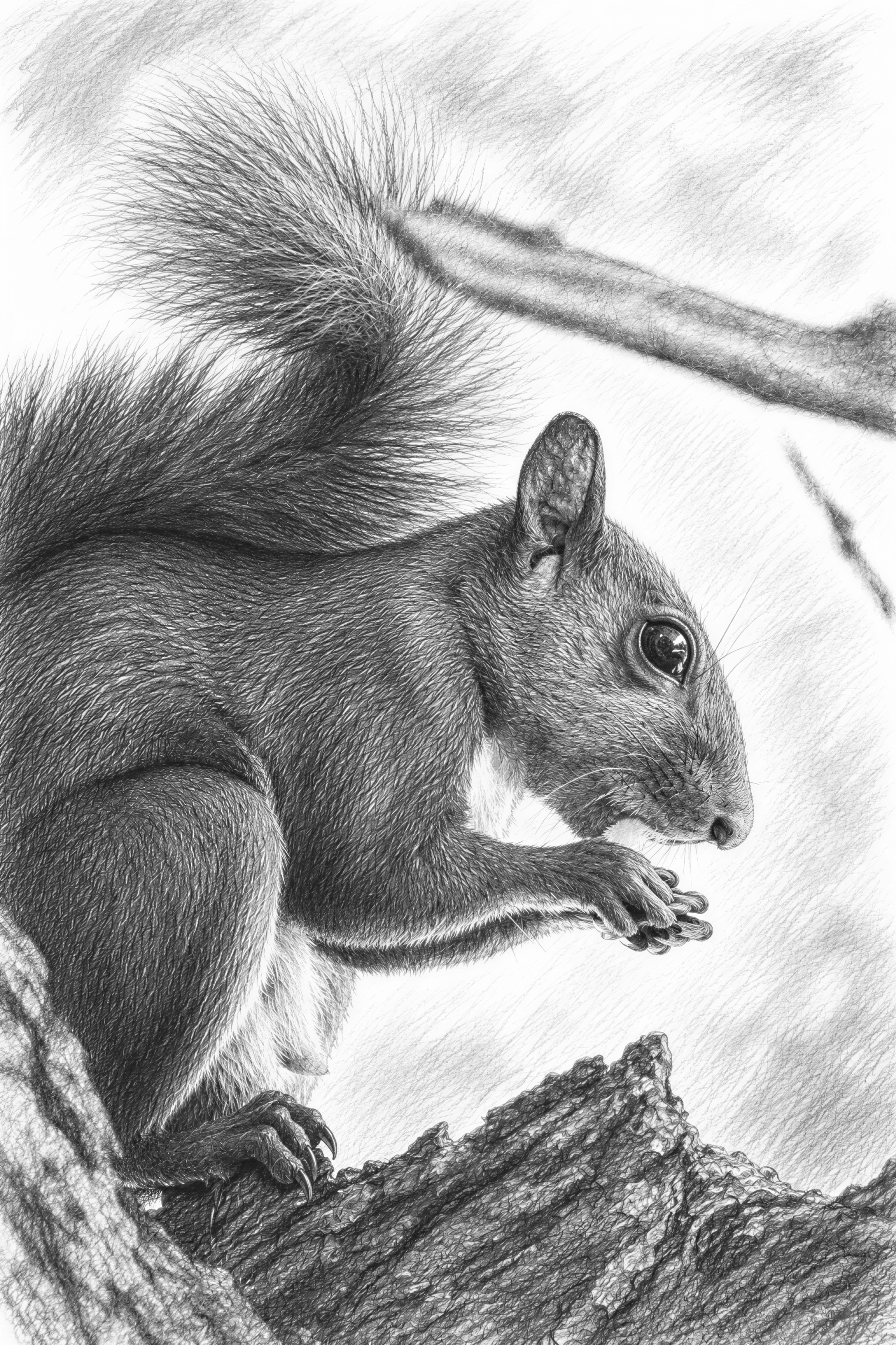 Squirrel Eating Nut Tree Wildlife Fluffy - Free PNG Download | VectorWitch