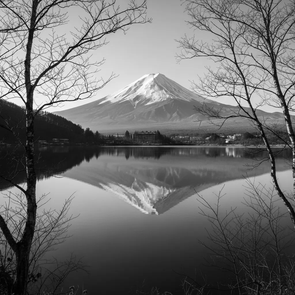 Update White Vector Majestic Mount Fuji reflected in a still lake, captured in - Free PNG ...