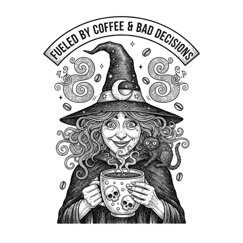 Magic Bean Vector Funny vintage witch wearing a pointy black hat, holding an - Download ...