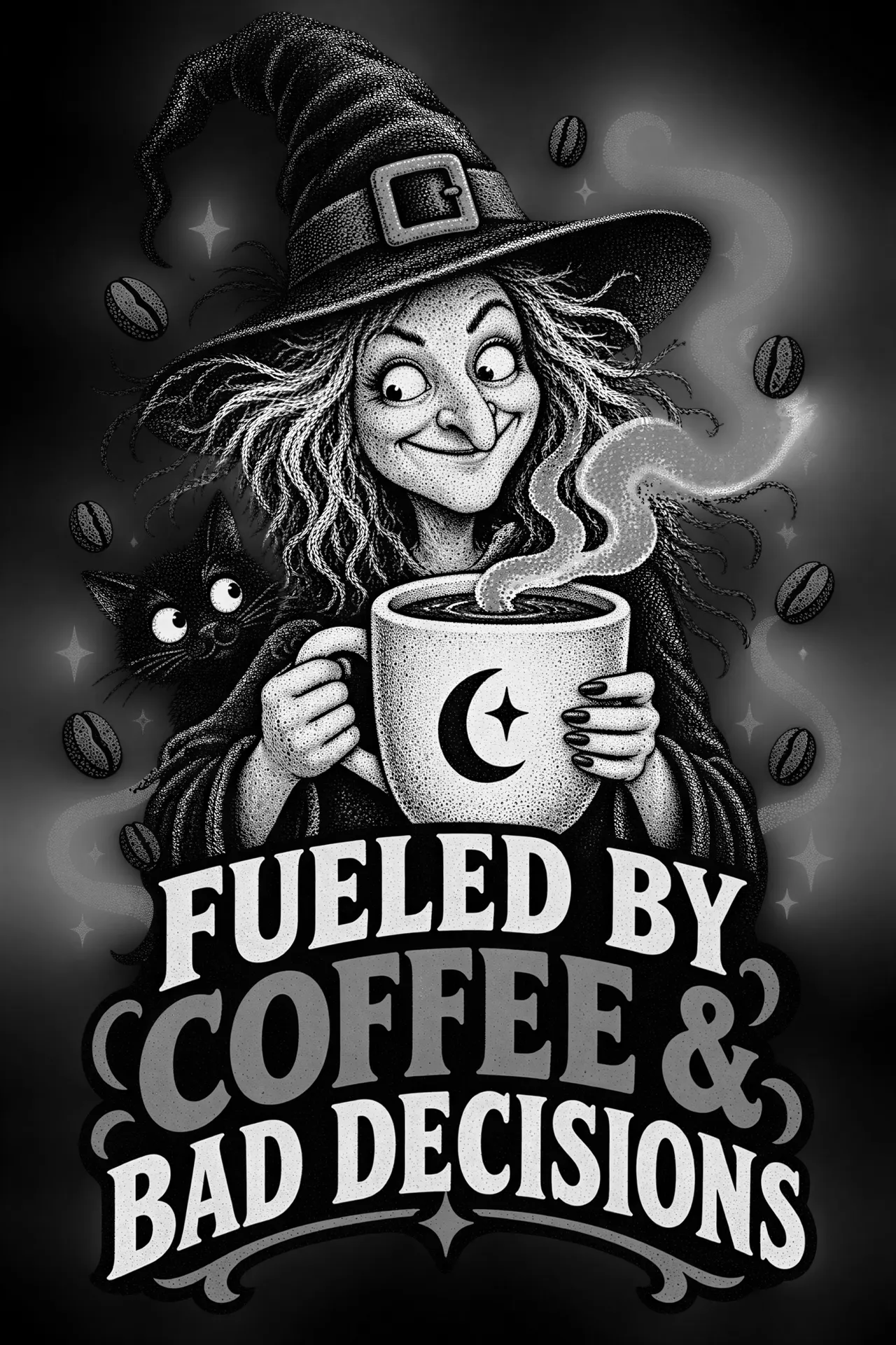Magic Bean Vector Funny vintage witch wearing a pointy black hat, holding an - Free PNG ...