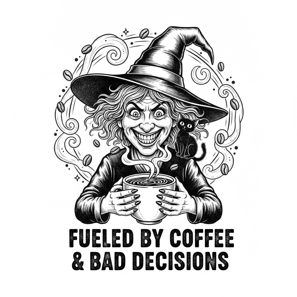 Funny vintage witch wearing a pointy black hat, holding an - Free PNG ...