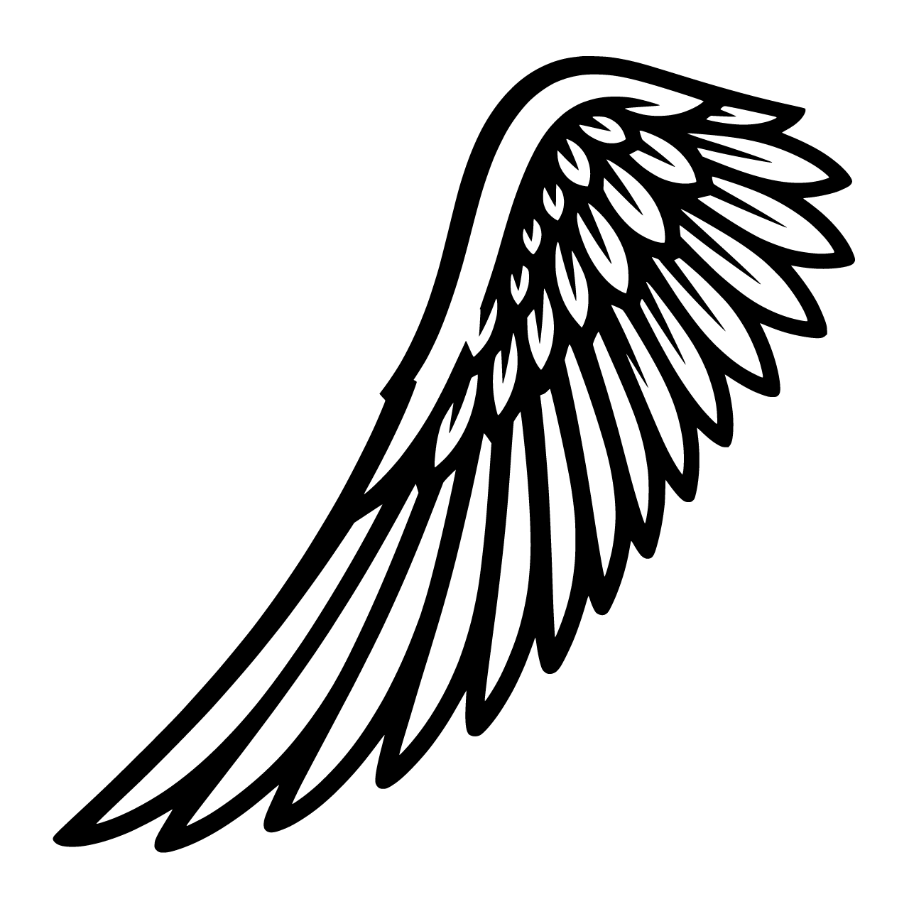 One angel wing with feather detail