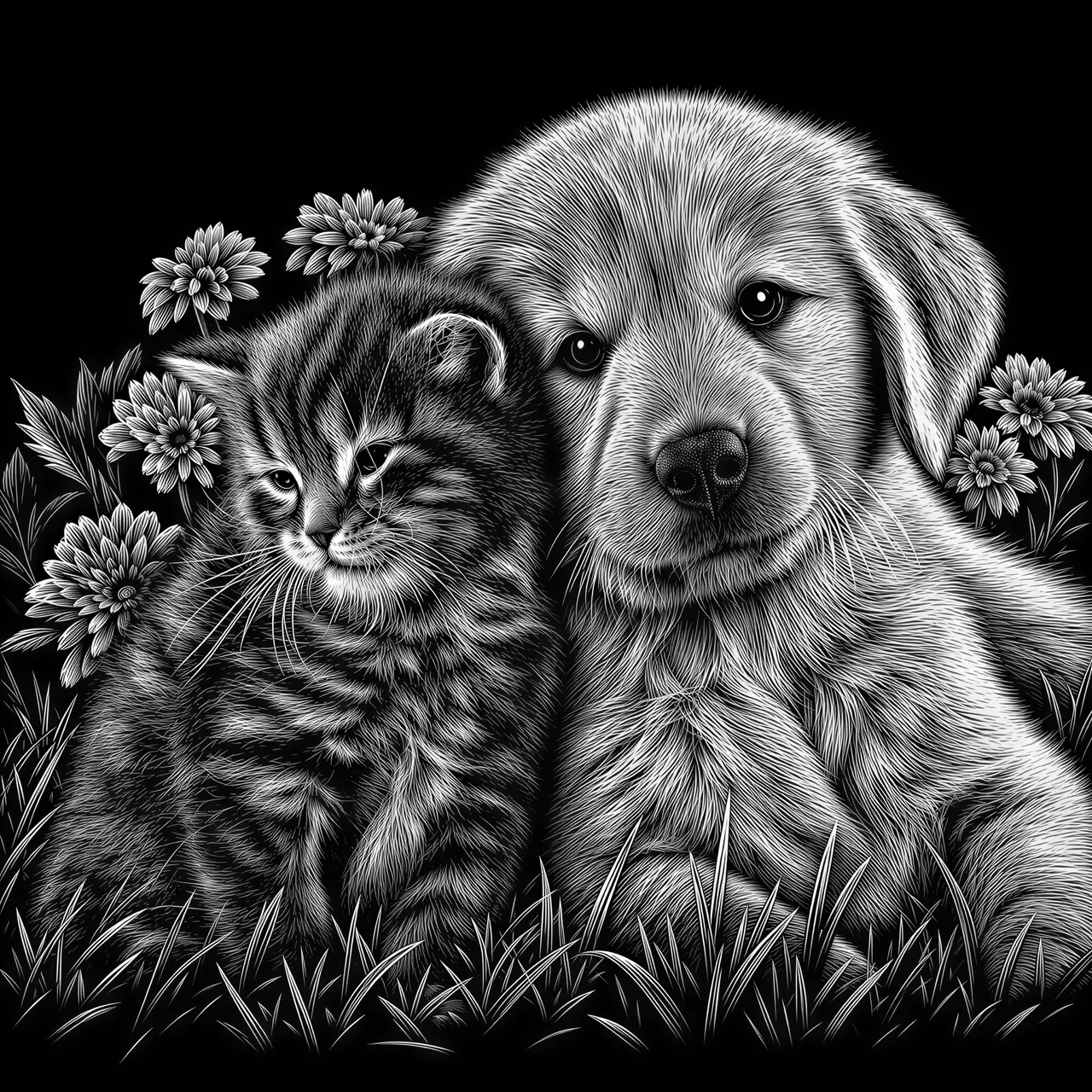 Graphique vectoriel de style scratchboard