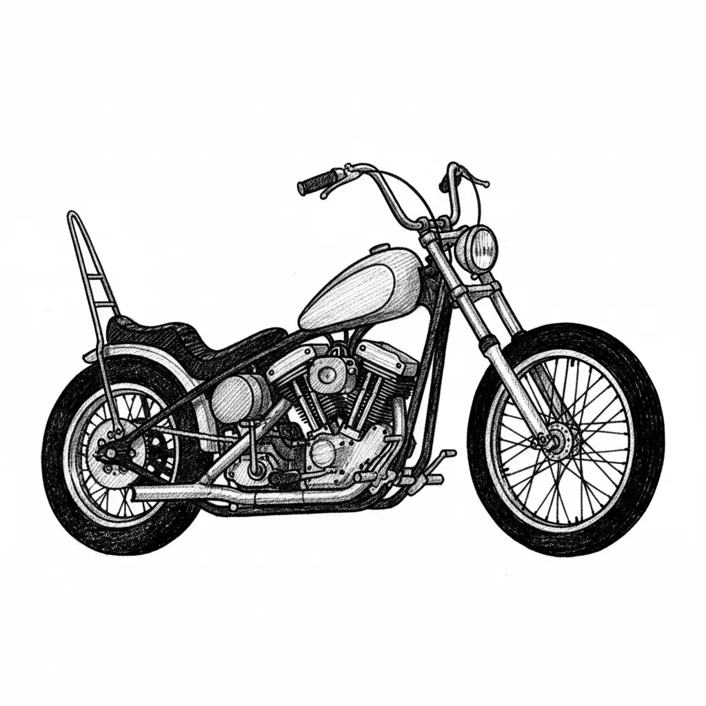 1969 pan head chopper. Extended forks silloett
