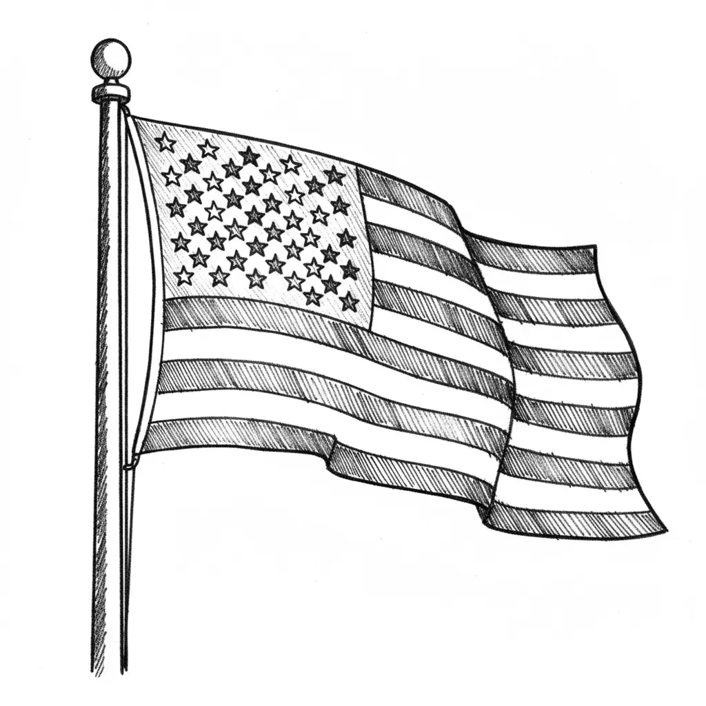 need an american flag , waving  on a flag pole