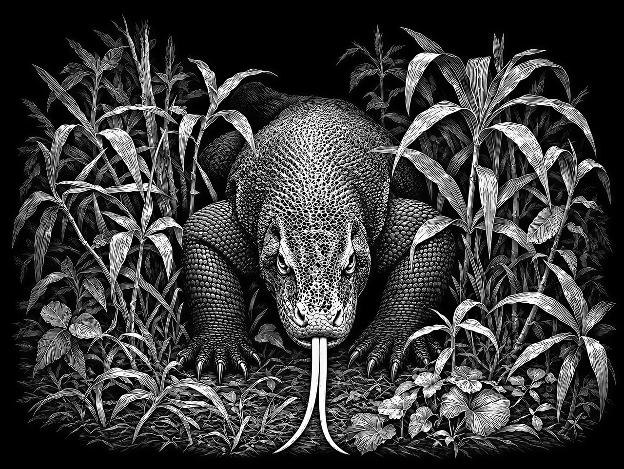 Grafica vettoriale in stile scratchboard