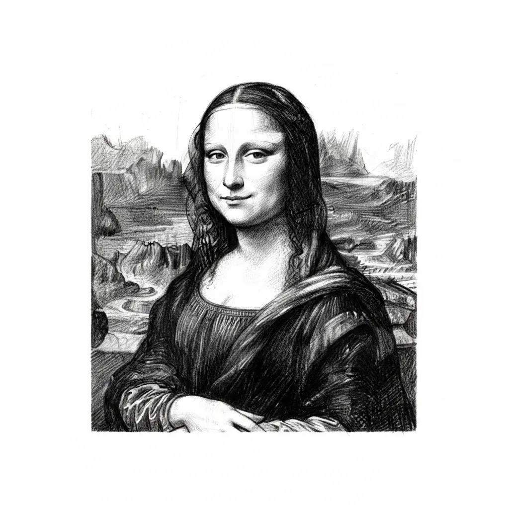 Laser Engrave PNG of the Mona Lisa | 3D Illus