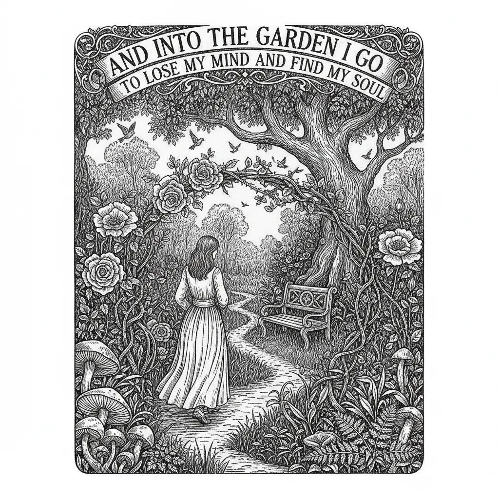 "And into the garden I go to lose my mind and find my soul"