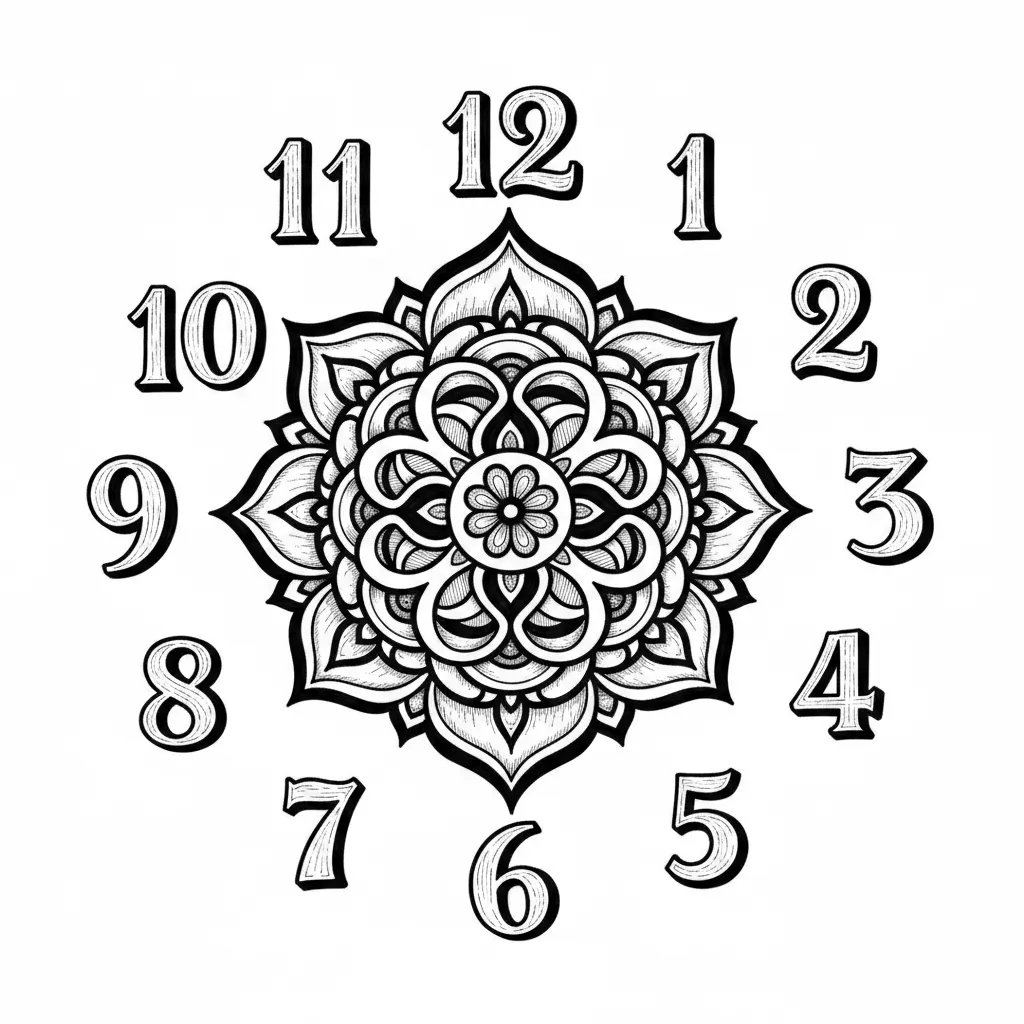 This image as a clock without arms and using 1 though 12