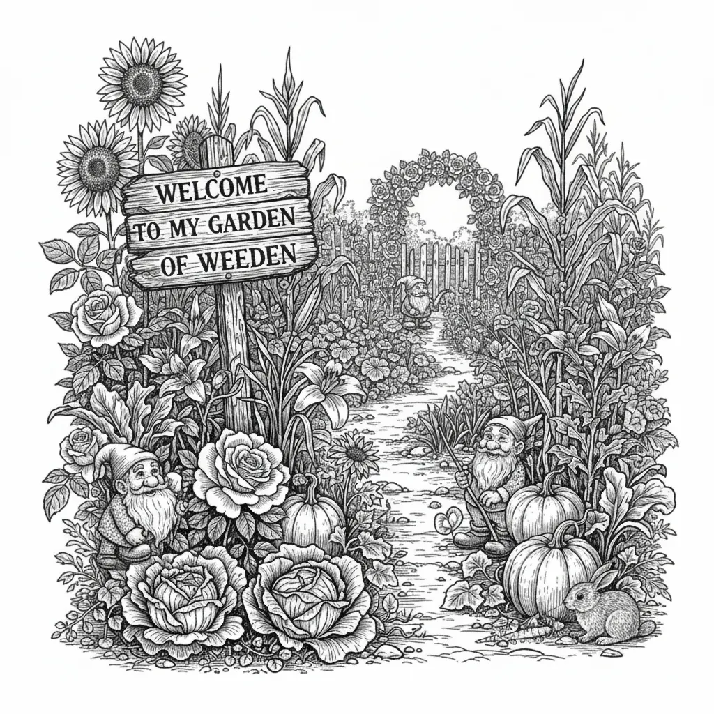 This image with the sunflowers closer to the centre and add a few more gnomes