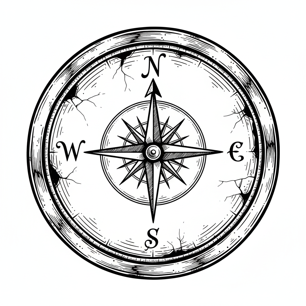 OLD COMPASS WITH N,S,E AND W