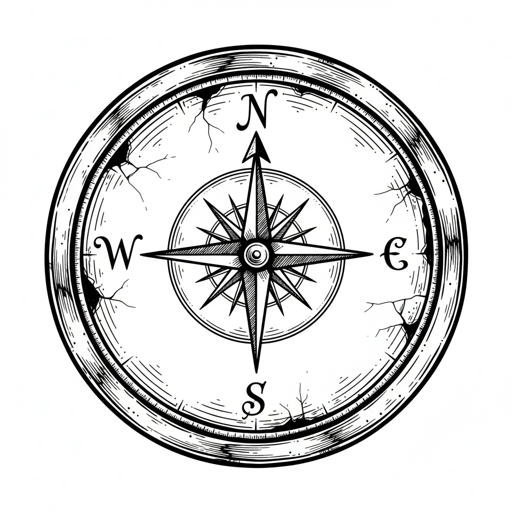 OLD COMPASS WITH N,S,E AND W