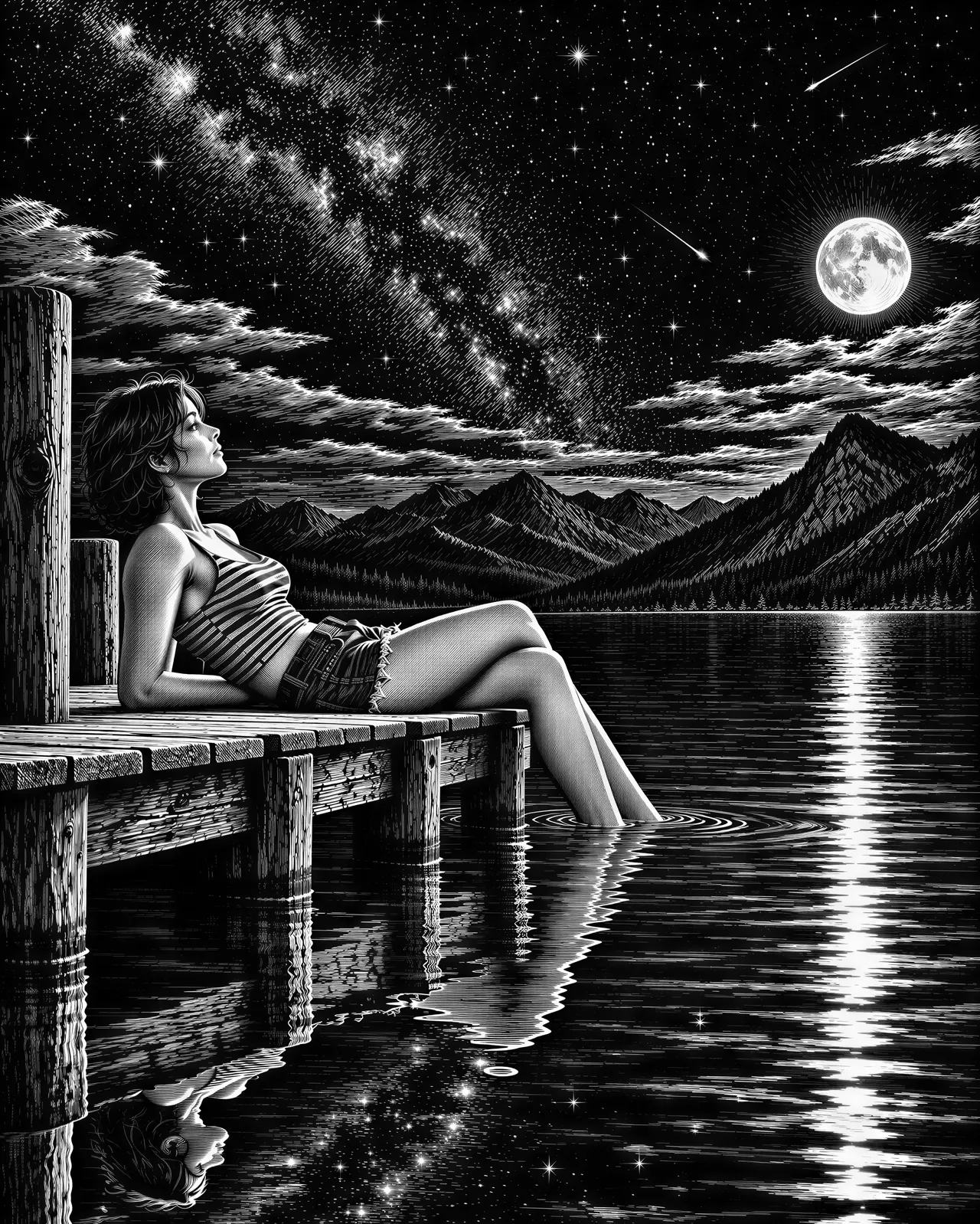 Vectorafbeelding in scratchboard-stijl