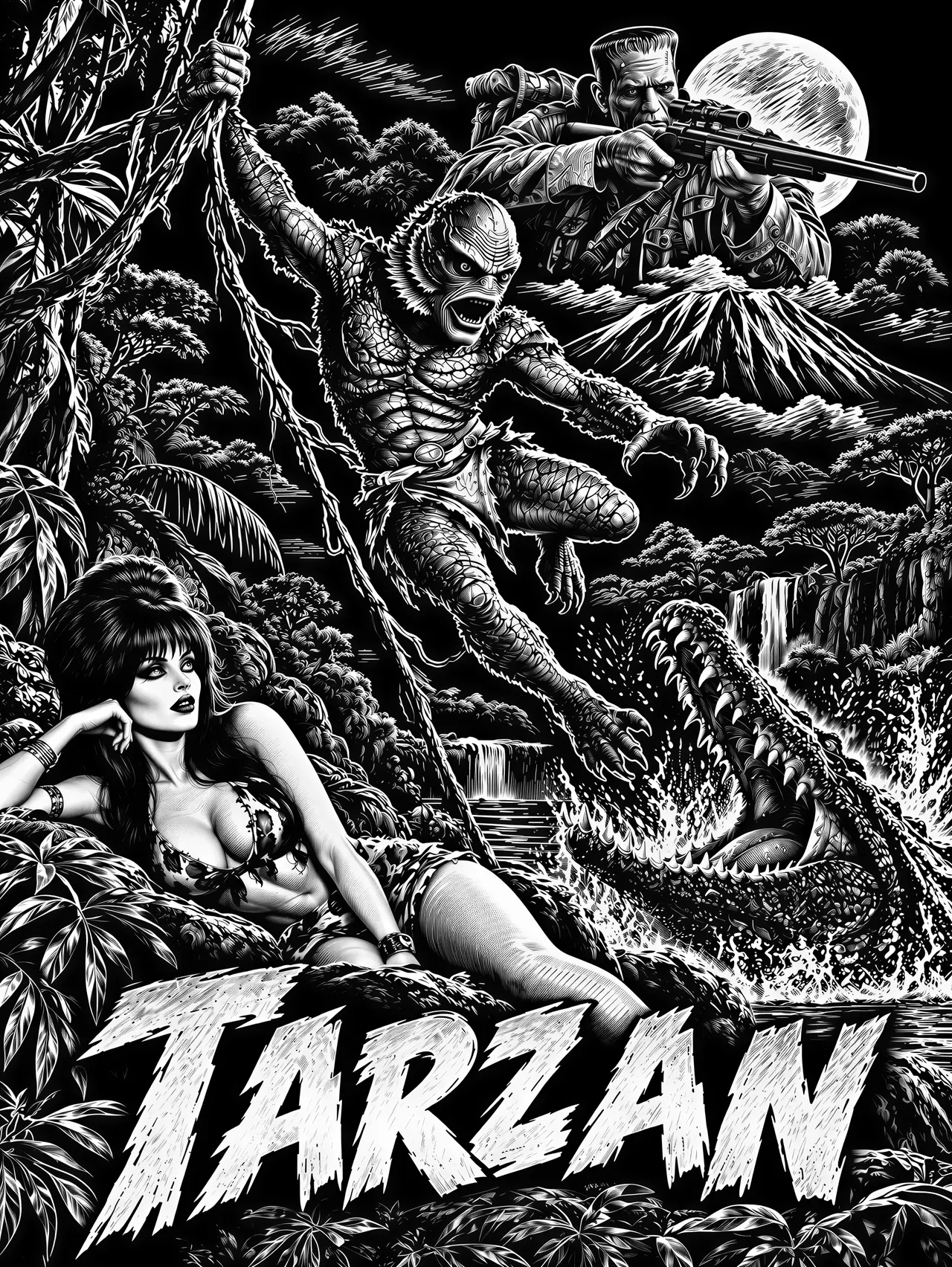 Vektorgrafik im Stil scratchboard