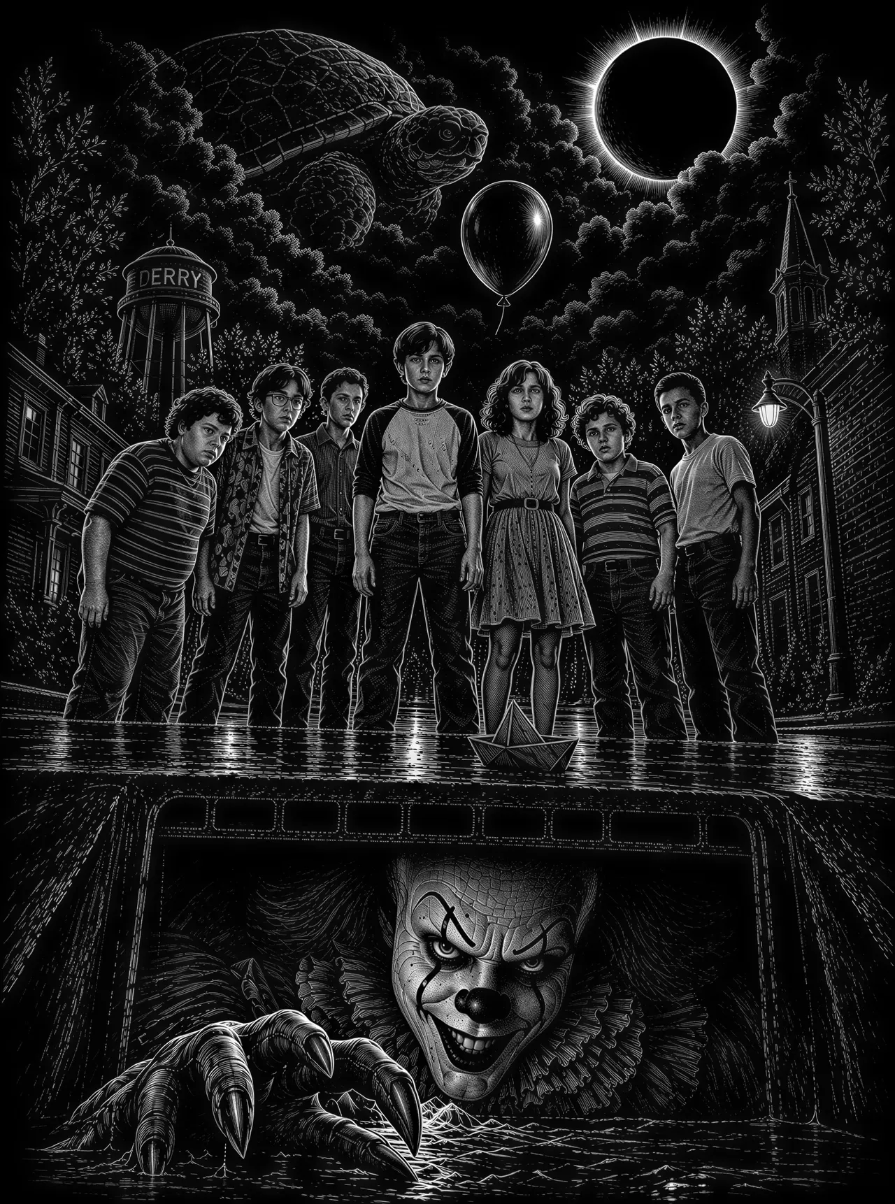 Graphique vectoriel de style scratchboard