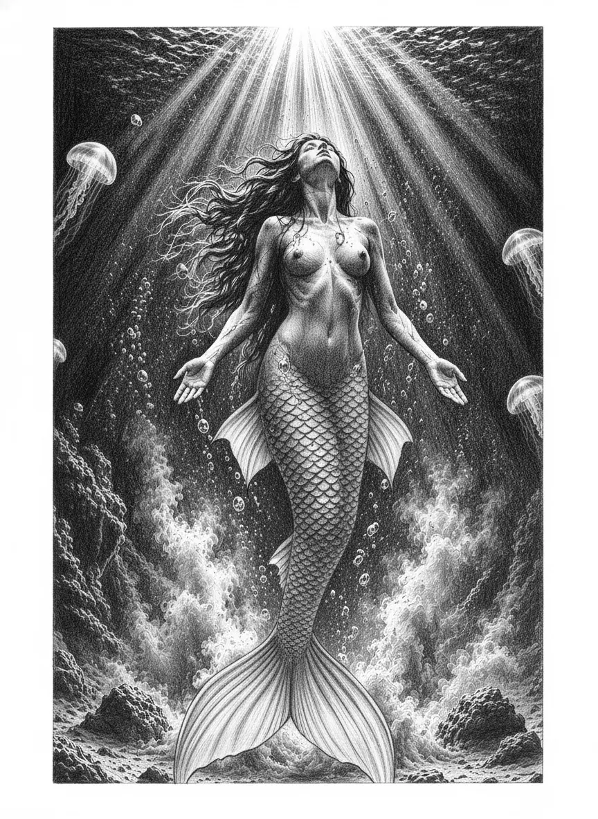 modifica il soggetto dell'immagine in una sirena.
sostituisci le gamme con una coda di pesce