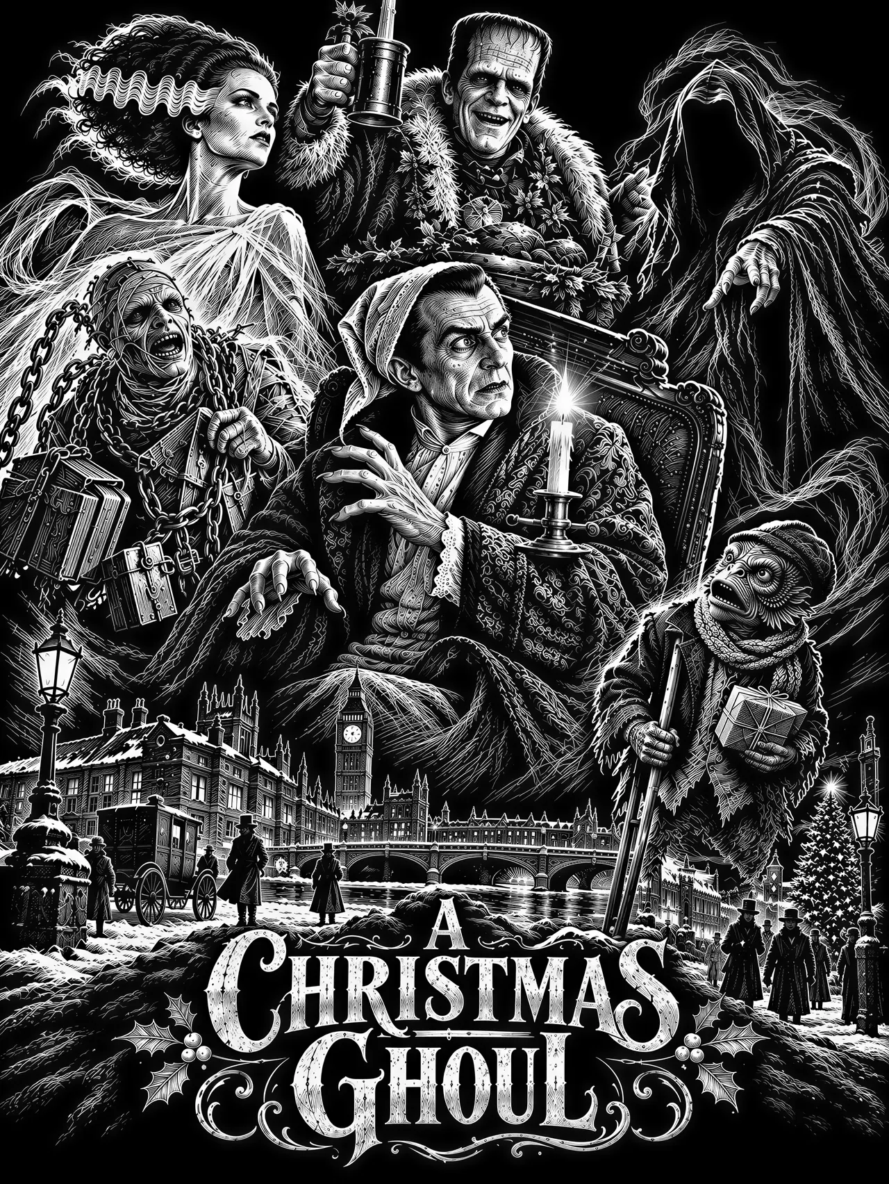 Vektorgrafik im Stil scratchboard
