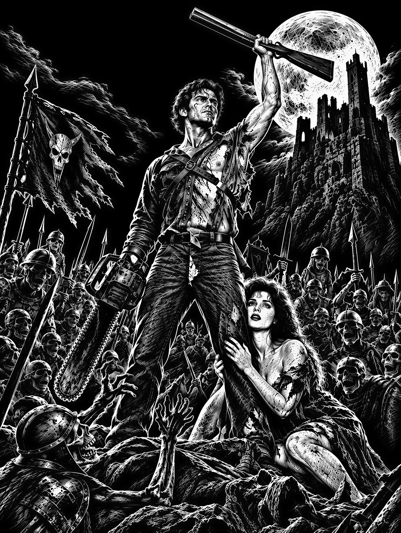 Graphique vectoriel de style scratchboard