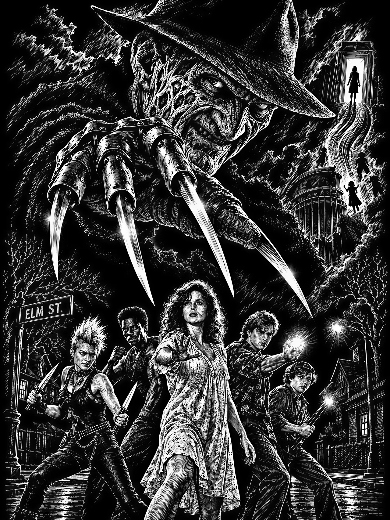 Graphique vectoriel de style scratchboard