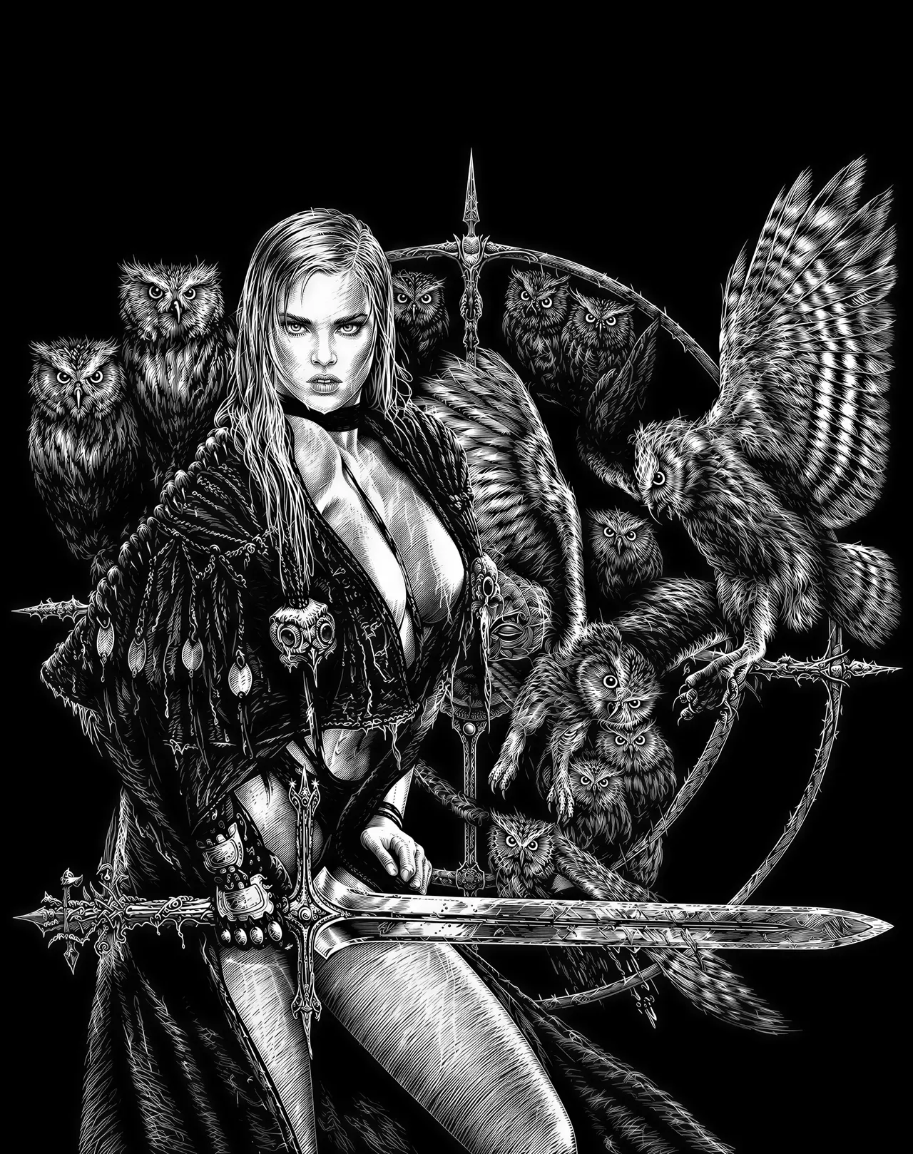 Graphique vectoriel de style scratchboard