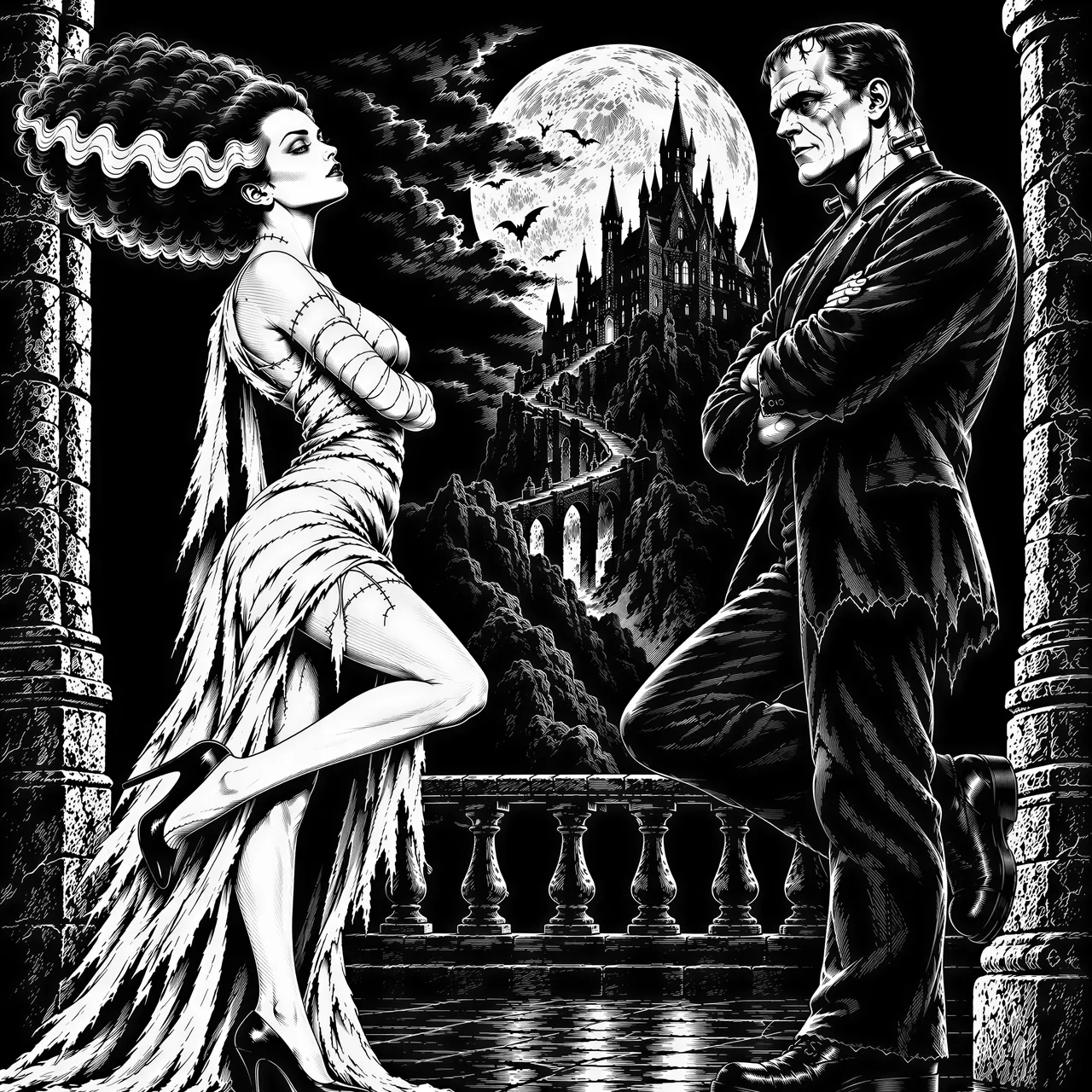 Graphique vectoriel de style scratchboard