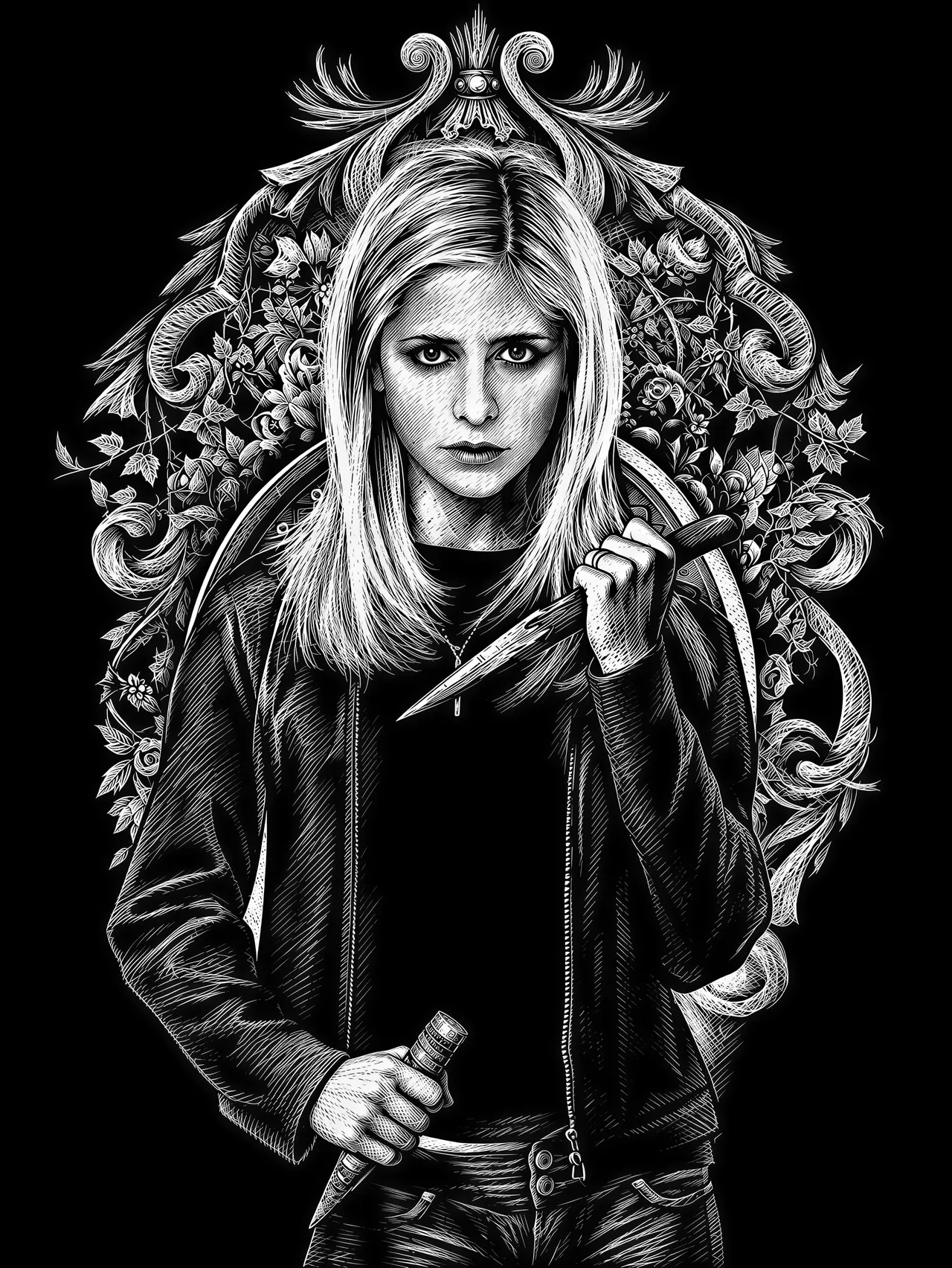 Graphique vectoriel de style scratchboard