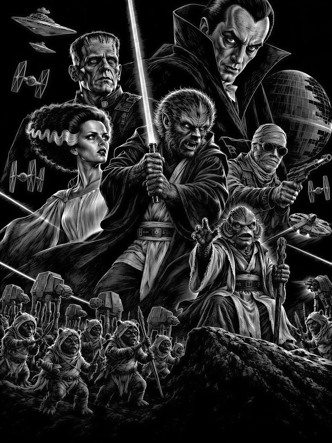 Vektorgrafik im Stil scratchboard