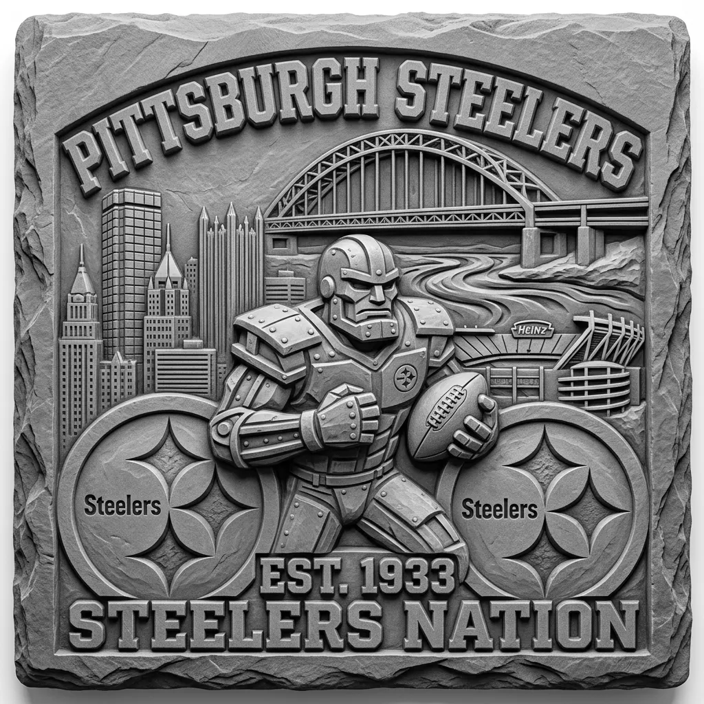 make a very unique 3.5 x 3.5 square slate coaster for Pittsburgh Steelers,