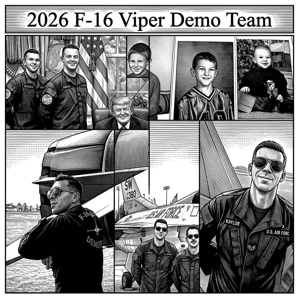 have it say  2026 F-16 Viper Demo Team . at the top . Do Not Change How any of the pepole look in the pictures ,or change any of the spelling on there uniform.