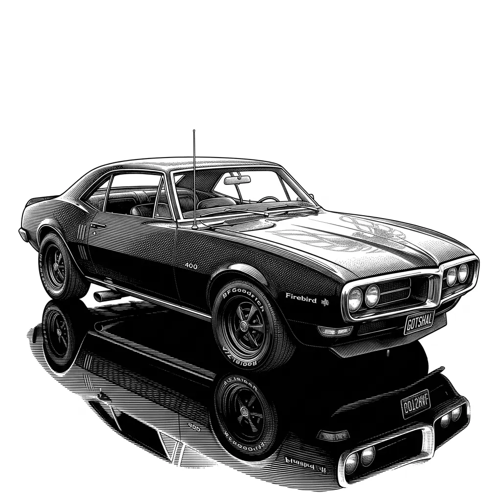 keep poicture like it is in color and change the chrome to black chrome and ad a ghost firebird eblem to the hood