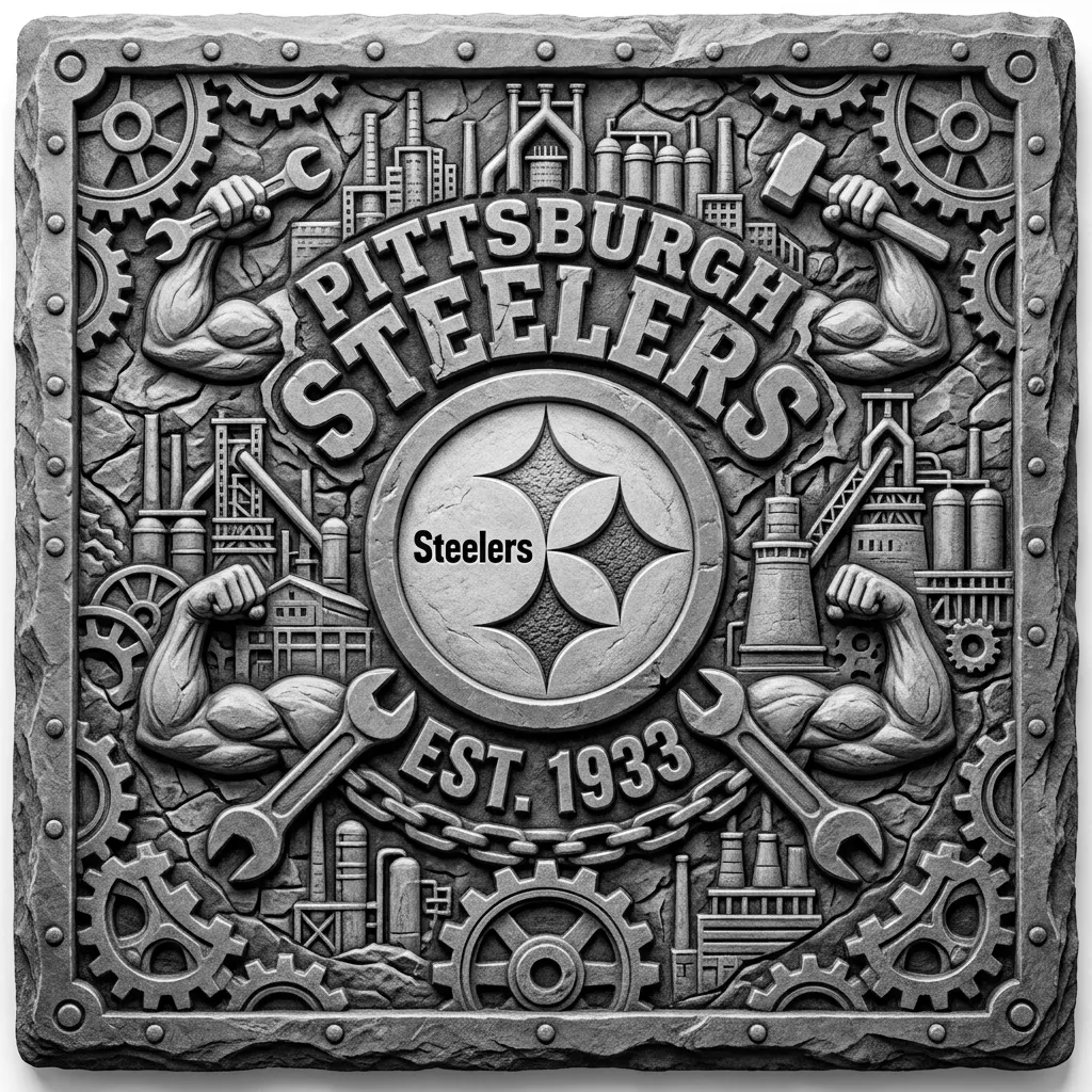 make a very unique and realistic 3.5 x 3.5 square slate coaster for Pittsburgh Steelers,