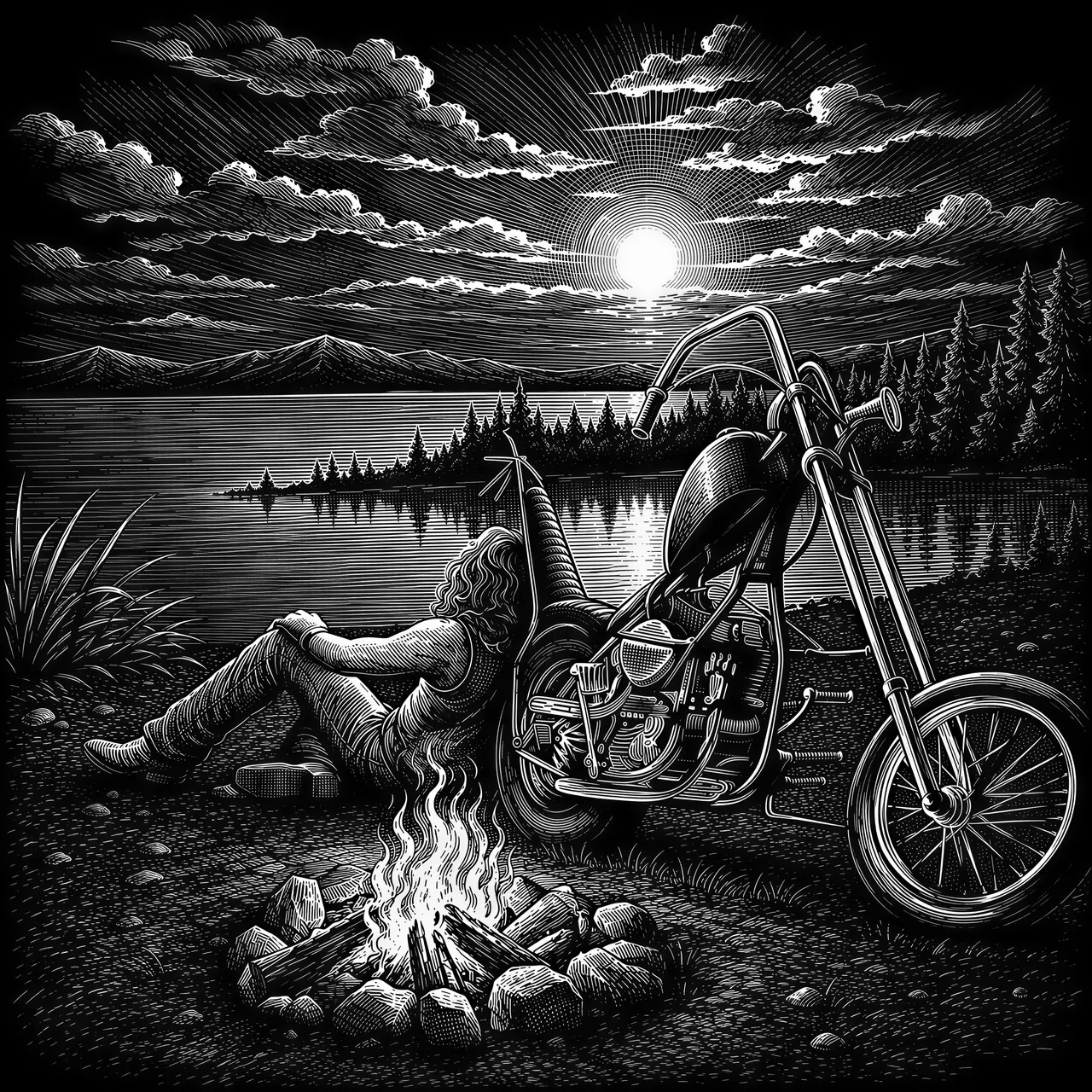 scratchboard style vector graphic