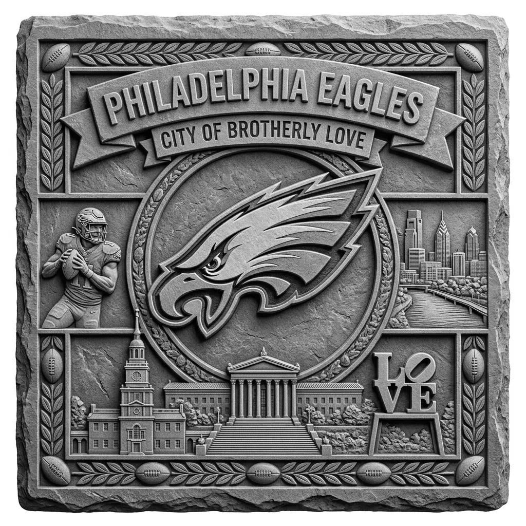 make a very unique 3.5 x 3.5 square slate coaster that is realistic with famous pictures from around the city for Philadelphia Eagles  football  and the city