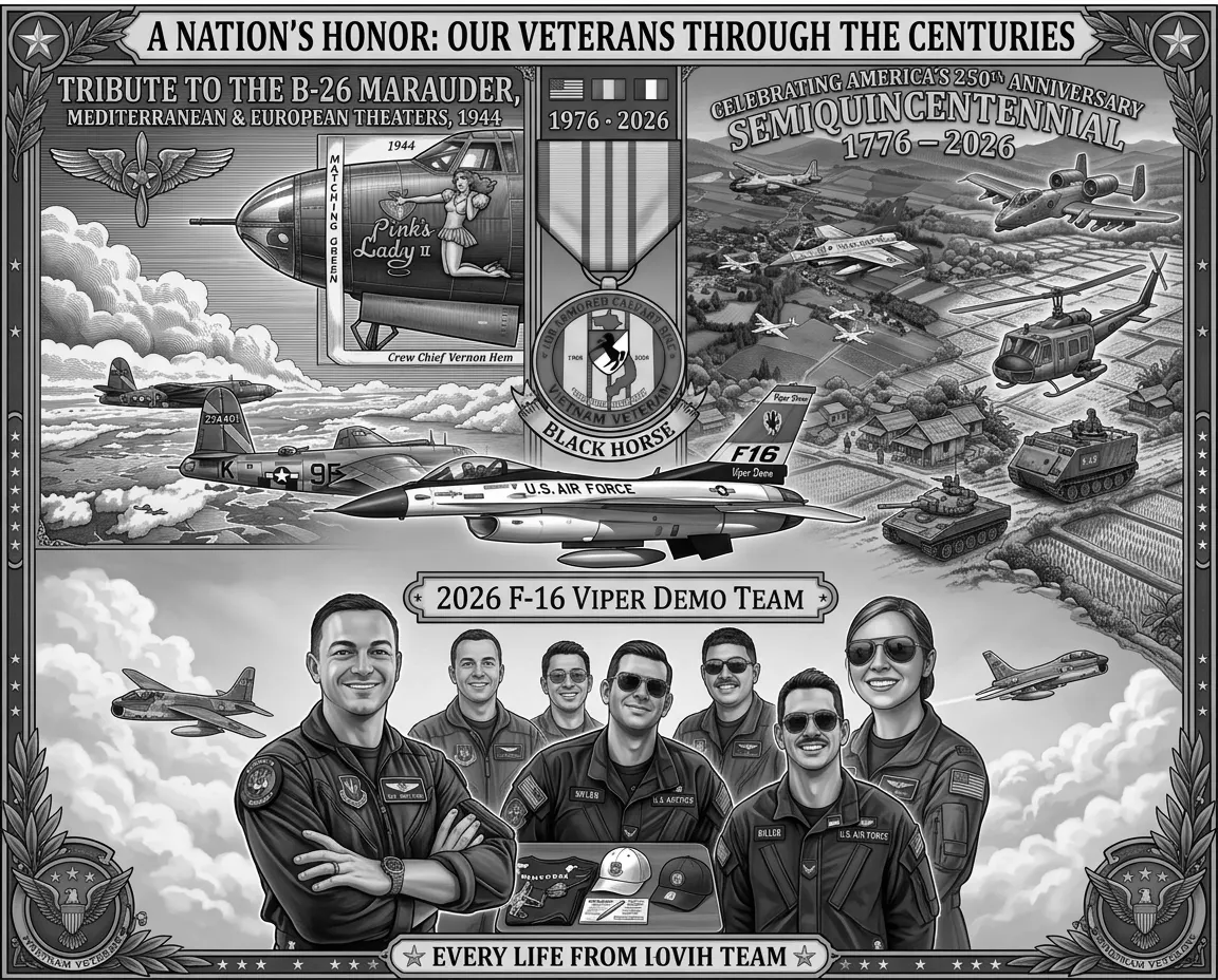 use the pictures and make one complete picture honoring those vets,dont change the faces or names or planes ,make one picture from those 3. in color . not black and white