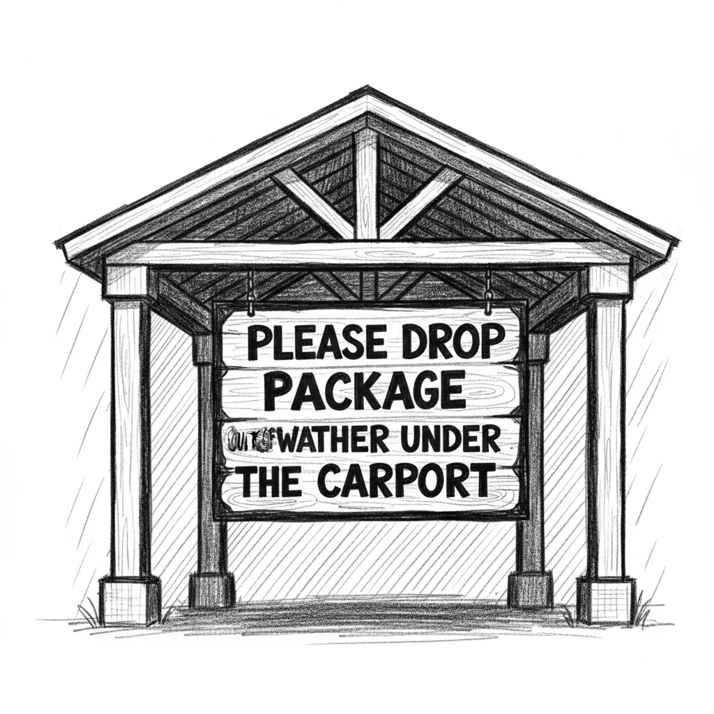 Add phrase Please drop package out of weather under the carport