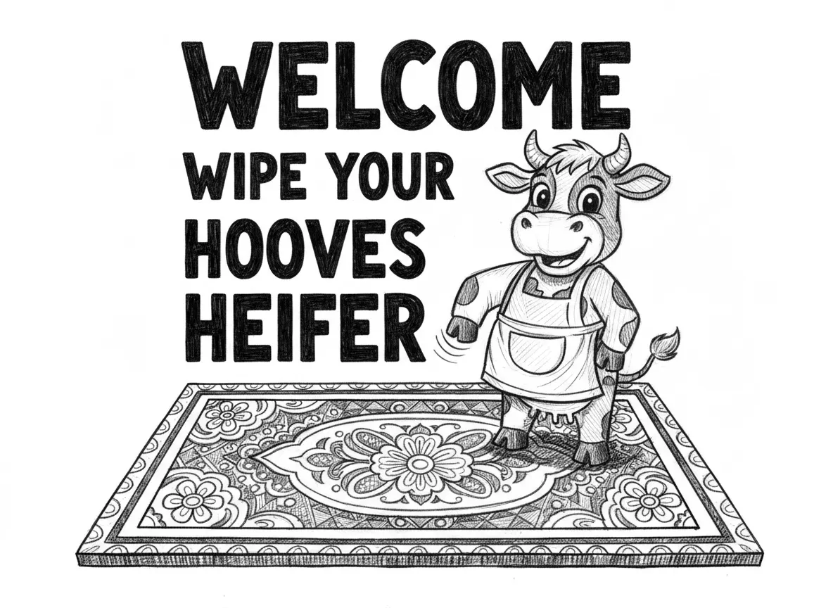 Welcome wipe your hooves Heifer
