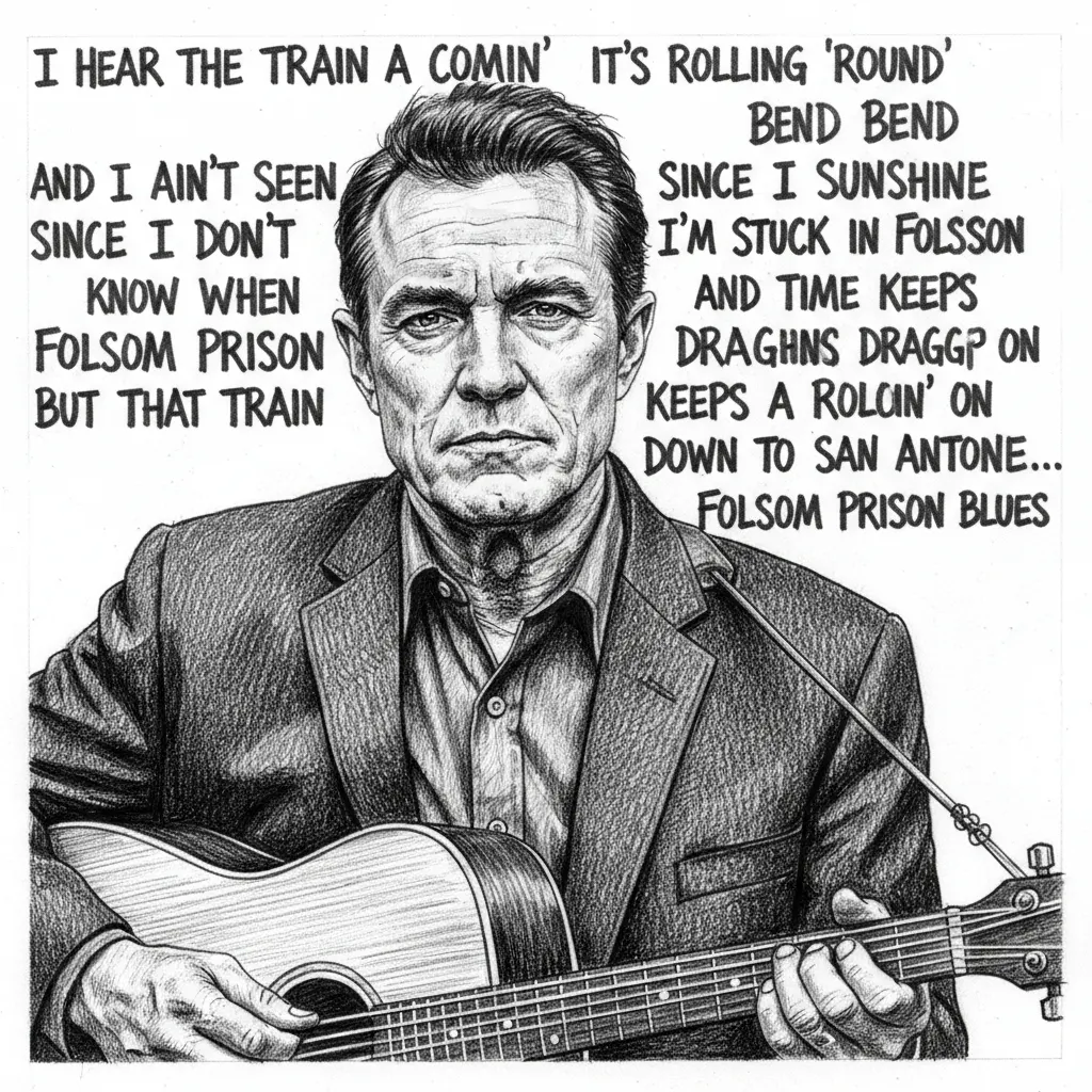 Johnny cash with Folsom prison blues lyrics