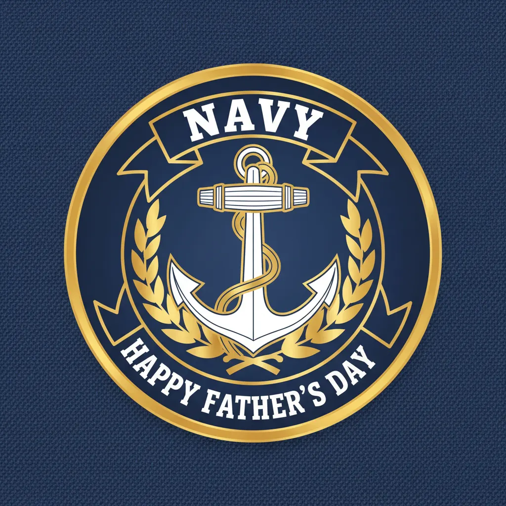 Navy logo and anchor with the words happy father's day