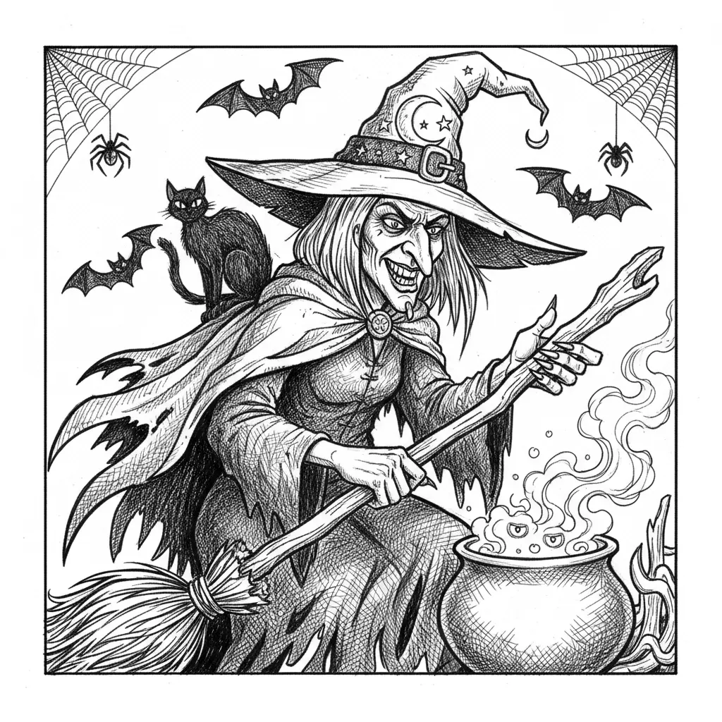halloween themed square 4 x 4 witch