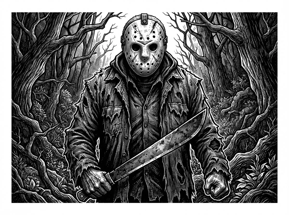 Make a image of Jason Voorhees with ultra fine detail