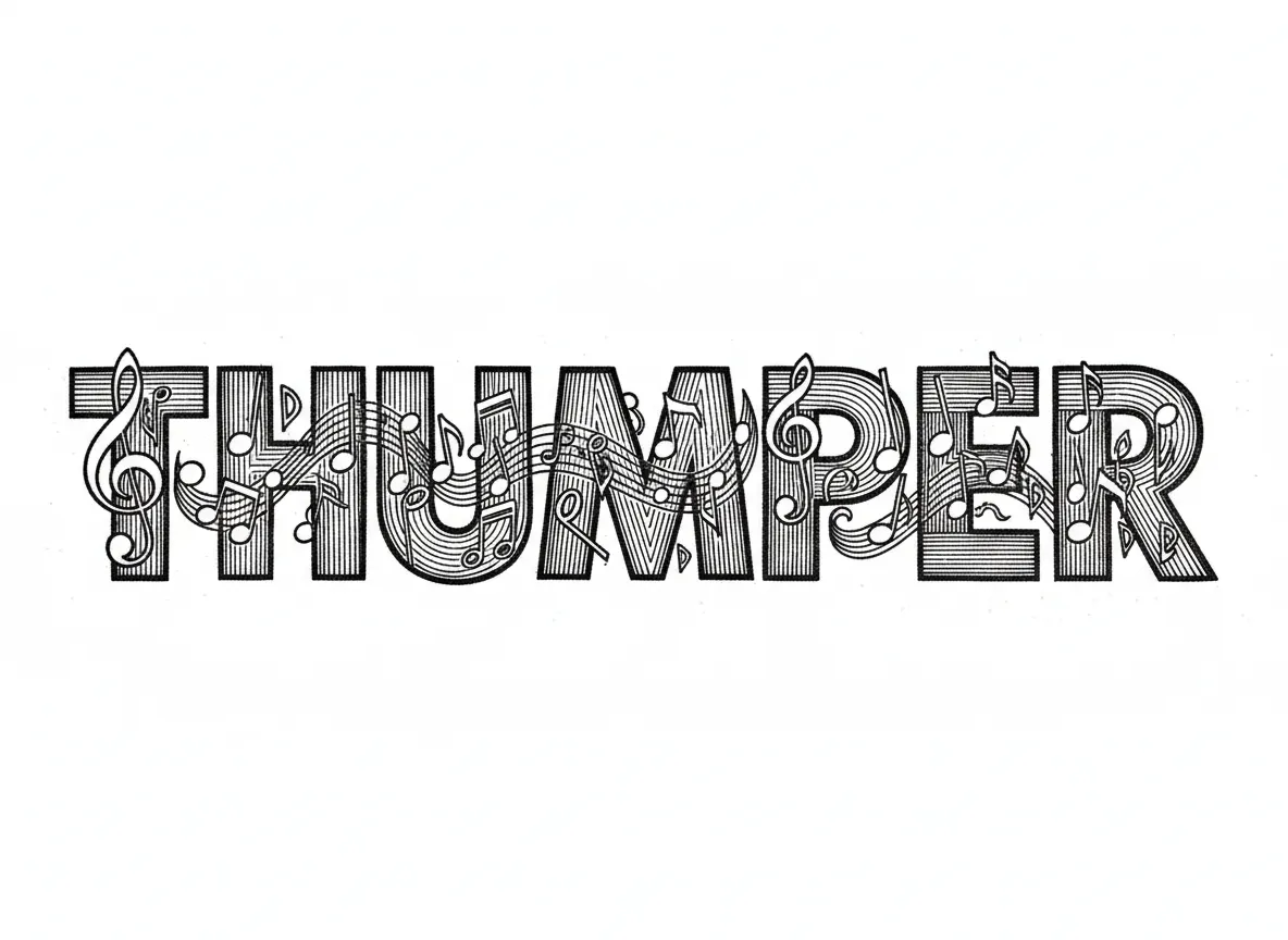 Need the word THUMPER with music notes in the lettering with ultra fine detail