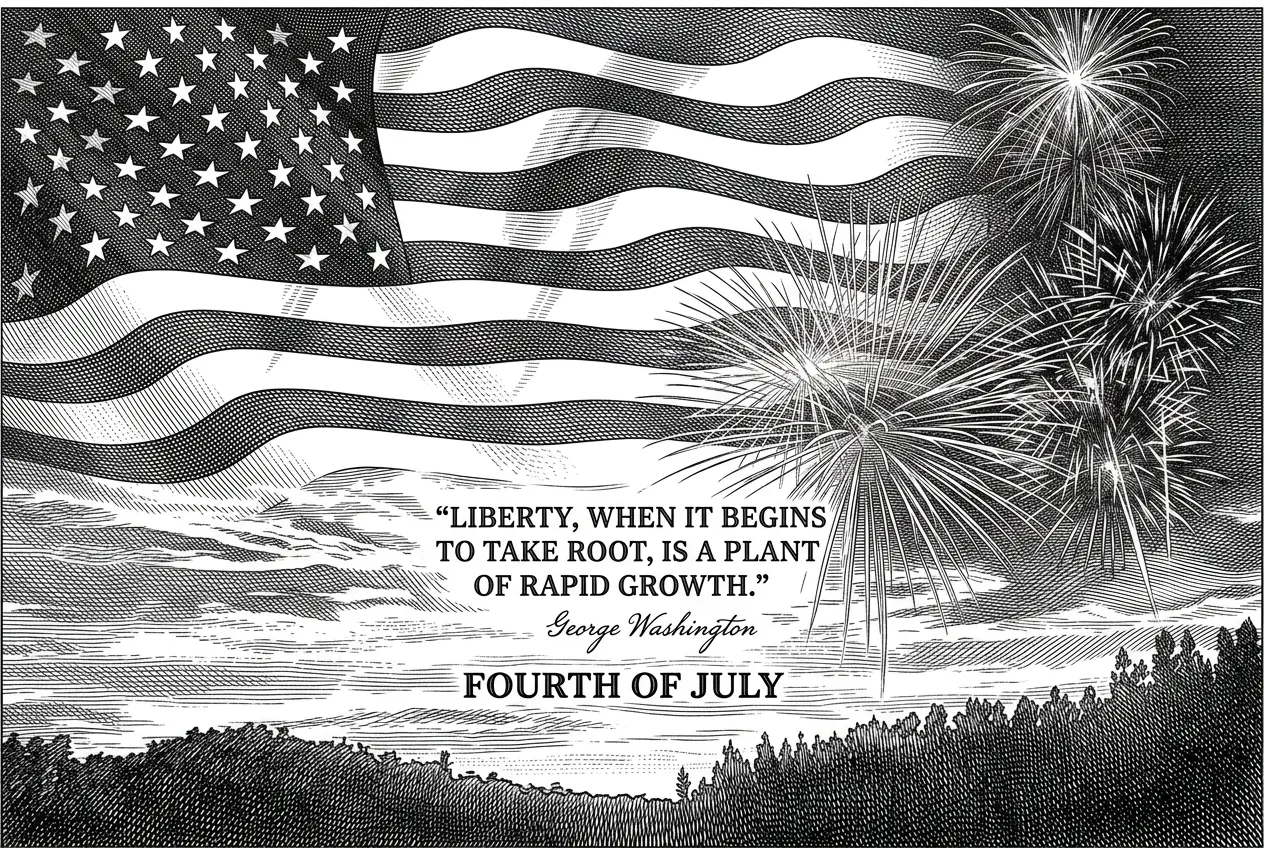 Prepare image for ultra fine detail with a Quote From Goreg Washington on independence day