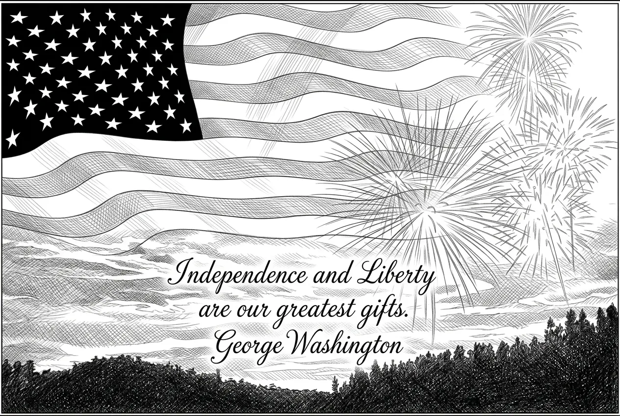 Prepare image for ultra fine detail with a Quote from Gorge Washington on independence day
